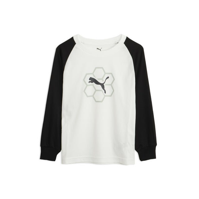 ボーイズ アクティブ スポーツ ポリ 長袖 Tシャツ 120-160cm ACTIVE SPORTS POLY LS TEE （White-Black）