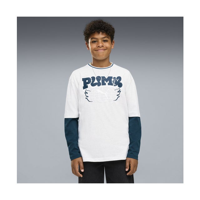 ボーイズ ミッド90S リラックスド レイヤード 長袖 Tシャツ B 120-160cm MID90s Longsleeve Tee （White Glow Heather）