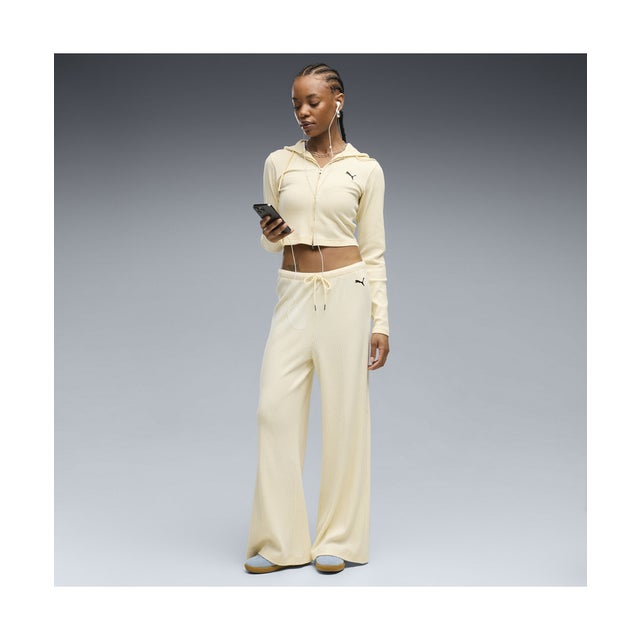 ウィメンズ ESS リブ ワイド ソフトタッチ パンツ OP ESS Ribbed Pants （Buttercream Heather）