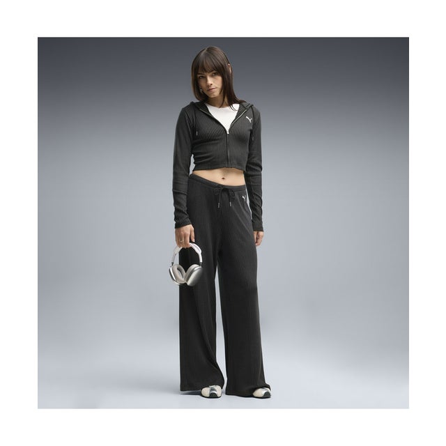 ウィメンズ ESS リブ ワイド ソフトタッチ パンツ OP ESS Ribbed Pants （Black）