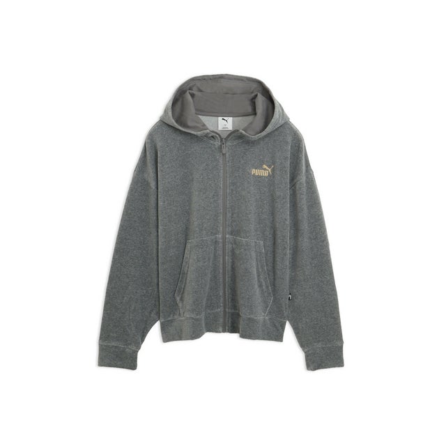ウィメンズ ベロア フルジップ フーディ VELOUR FZ HOODIE （Medium Gray Heather-Flat Medium Gray）