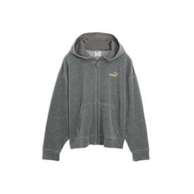 ウィメンズ ベロア フルジップ フーディ VELOUR FZ HOODIE （Medium Gray Heather-Flat Medium Gray）