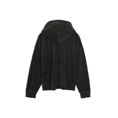 ウィメンズ ベロア フルジップ フーディ VELOUR FZ HOODIE （PUMA Black-PUMA Black）｜詳細画像