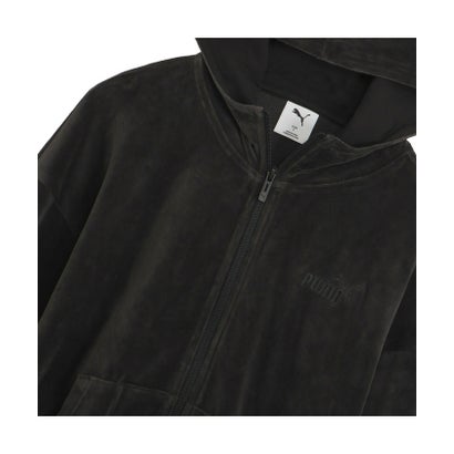 ウィメンズ ベロア フルジップ フーディ VELOUR FZ HOODIE （PUMA Black-PUMA Black）｜詳細画像