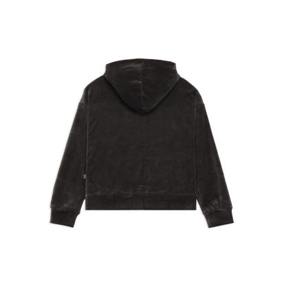 ウィメンズ ベロア フルジップ フーディ VELOUR FZ HOODIE （PUMA Black-PUMA Black）｜詳細画像