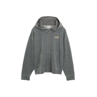 ウィメンズ ベロア フルジップ フーディ VELOUR FZ HOODIE （PUMA Black-PUMA Black）｜詳細画像