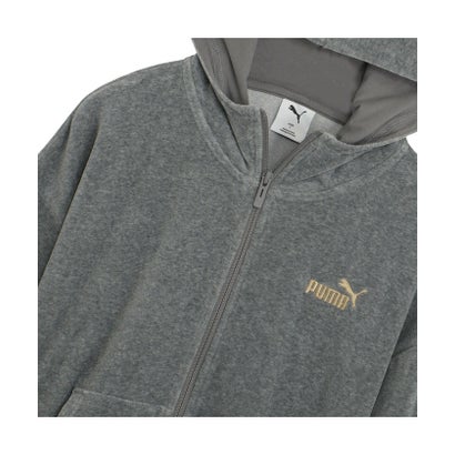 ウィメンズ ベロア フルジップ フーディ VELOUR FZ HOODIE （PUMA Black-PUMA Black）｜詳細画像