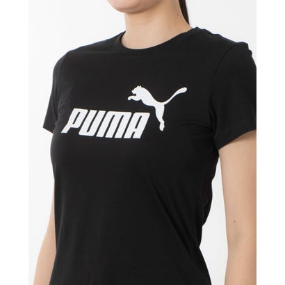 プーマ PUMA レディース Tシャツ 半袖 ESS ロゴ スポーツウェア トレーニングシャツ ランニング ジョギング ジム フィットネス 588719 （ブラック）｜詳細画像