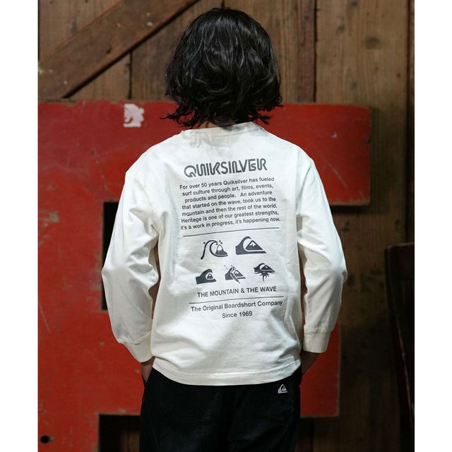 長袖 Tシャツ ロンT キッズ 子供 バックプリント （WHT）