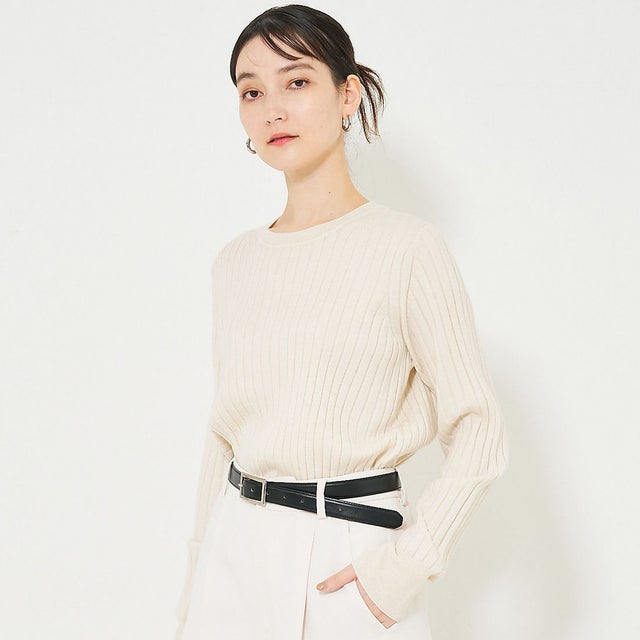 【23AW】アシメスヌードリブニット （ホワイト系その他1）