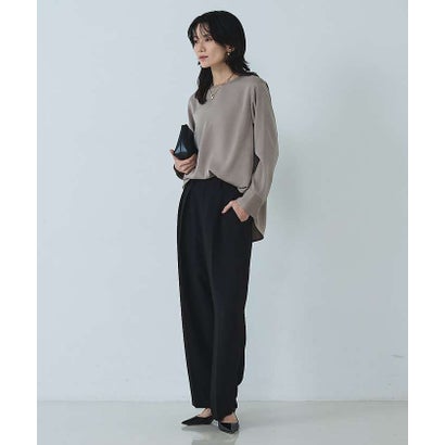 【セットアップ対応】ピーチサテンブラウス （グレージュ）｜詳細画像