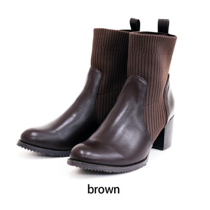 リブニットソックスブーツ （brown）｜詳細画像