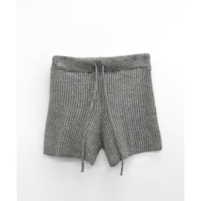 リブニットショートパンツ 短パン ショート丈 ショーパン ミニ丈 ズボン ボトム パンツ 部屋着 ルームウェア パジャマ 無地 （グレー）｜詳細画像