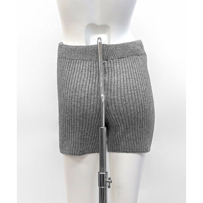 リブニットショートパンツ 短パン ショート丈 ショーパン ミニ丈 ズボン ボトム パンツ 部屋着 ルームウェア パジャマ 無地 （グレー）｜詳細画像