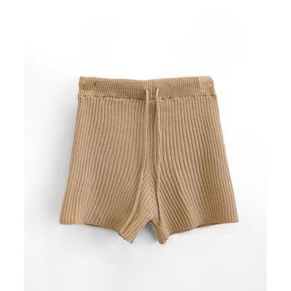リブニットショートパンツ 短パン ショート丈 ショーパン ミニ丈 ズボン ボトム パンツ 部屋着 ルームウェア パジャマ 無地 （グレー）｜詳細画像