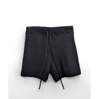 リブニットショートパンツ 短パン ショート丈 ショーパン ミニ丈 ズボン ボトム パンツ 部屋着 ルームウェア パジャマ 無地 （グレー）｜詳細画像