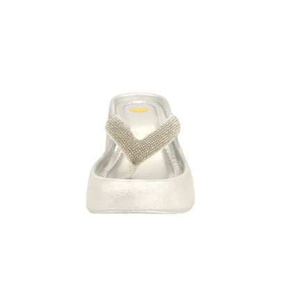レティカ Retica 水着小物 ビーチサンダル キラキラ ビジュートング ウェッジソール 厚底サンダル （シルバー）｜詳細画像
