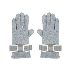 タッチパネル対応パール＆リボン付きグローブ 手袋 （グレー）