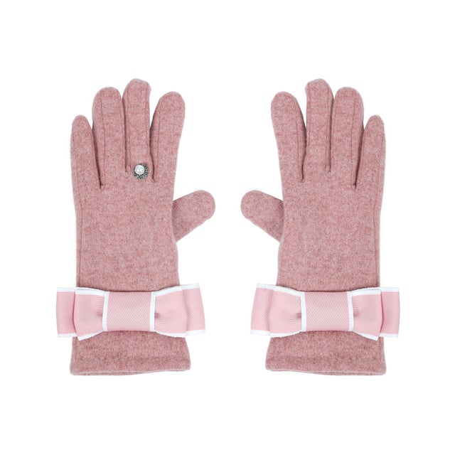 
                    タッチパネル対応パール＆リボン付きグローブ 手袋 （ピンク）