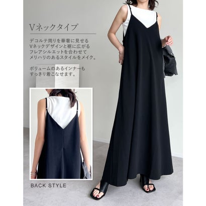 リエディ Re:EDIT [低身長/高身長/大きいサイズ有][イージーケア]ジョーゼットポンチフレアキャミワンピース （ベアアイボリベージュ）｜詳細画像