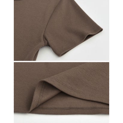[新色追加][累計販売枚数2.3万枚突破][華奢見えリブTシャツ]テレコリブクルーネック半袖Tシャツ （ベージュ）｜詳細画像