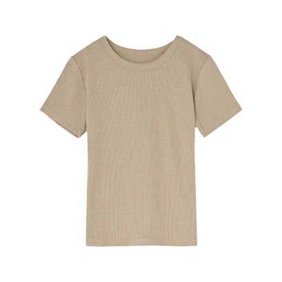 [新色追加][累計販売枚数2.3万枚突破][華奢見えリブTシャツ]テレコリブクルーネック半袖Tシャツ （ベージュ）｜詳細画像