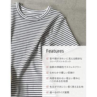 [新色追加][累計販売枚数2.3万枚突破][華奢見えリブTシャツ]テレコリブクルーネック半袖Tシャツ （ベージュ）｜詳細画像