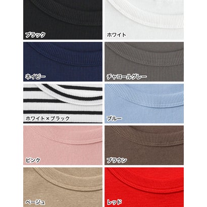 [新色追加][累計販売枚数2.3万枚突破][華奢見えリブTシャツ]テレコリブクルーネック半袖Tシャツ （レッド）｜詳細画像