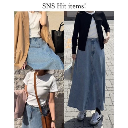 [新色追加][累計販売枚数2.3万枚突破][華奢見えリブTシャツ]テレコリブクルーネック半袖Tシャツ （レッド）｜詳細画像