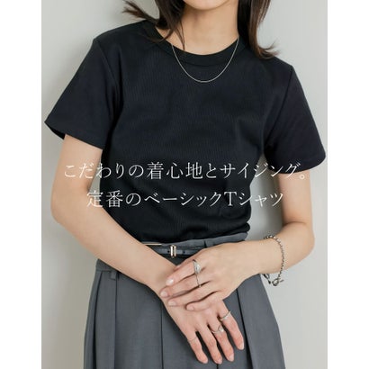 [新色追加][累計販売枚数2.3万枚突破][華奢見えリブTシャツ]テレコリブクルーネック半袖Tシャツ （レッド）｜詳細画像
