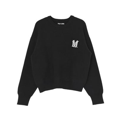 [新色追加][MEISM by Re:EDIT]Mビジューエンブレムニットトップス （ブラック×パール）｜詳細画像