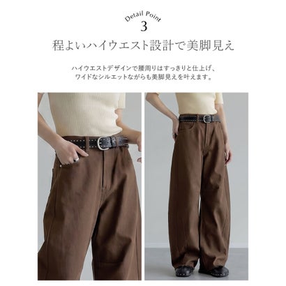 [低身長/高身長サイズ有]カツラギバレルレッグカーブパンツ （ブラック）｜詳細画像