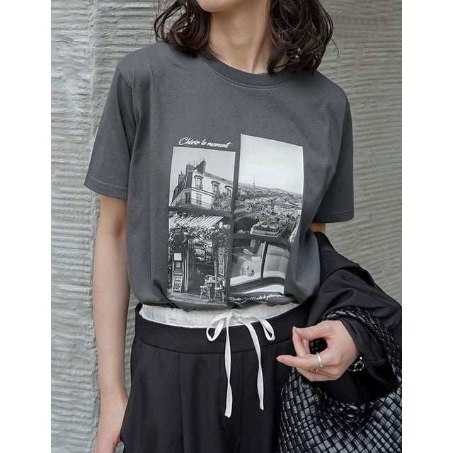 [リニューアル][UVカット][接触冷感][紫外線対策]PARISシティスケープTシャツ （チャコールグレー）