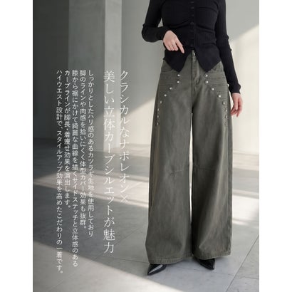 ナポレオンボタンカツラギワイドカーブパンツ （ブラウン）｜詳細画像