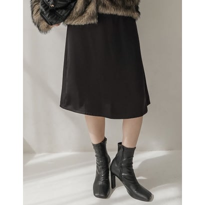 [TREND BOTTOM COLLECTION]サテンミディナロースカート （ブラック）｜詳細画像