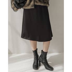 [TREND BOTTOM COLLECTION]サテンミディナロースカート （ブラック）