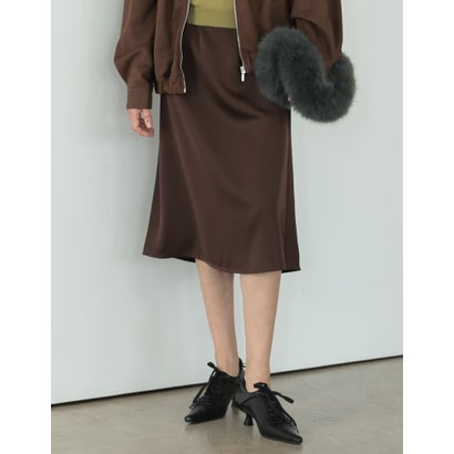 [TREND BOTTOM COLLECTION]サテンミディナロースカート （ブラウン）｜詳細画像