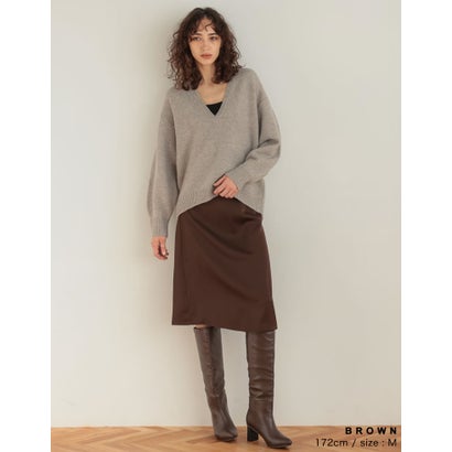 [TREND BOTTOM COLLECTION]サテンミディナロースカート （ブラウン）｜詳細画像