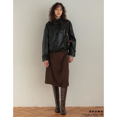 [TREND BOTTOM COLLECTION]サテンミディナロースカート （ブラウン）｜詳細画像