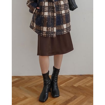 [TREND BOTTOM COLLECTION]サテンミディナロースカート （ブラウン）｜詳細画像