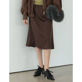 [TREND BOTTOM COLLECTION]サテンミディナロースカート （ブラウン）