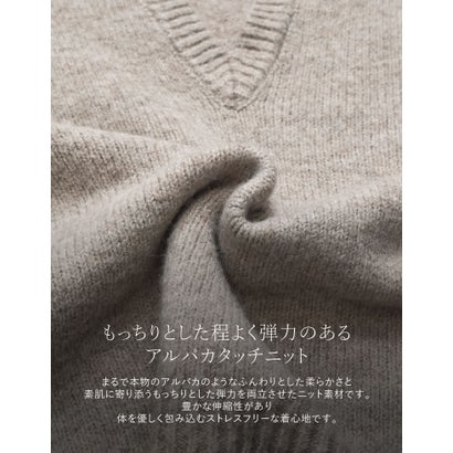 アルパカタッチ深Vネックニットトップス （ブラック）｜詳細画像