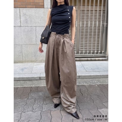 タックベルトループコクーンワイドパンツ （グレージュ）｜詳細画像