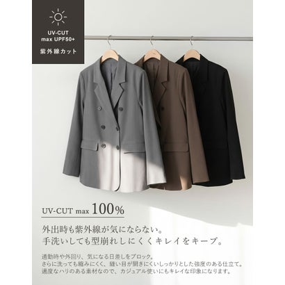 ［撥水加工/アンチピリング/UVカット100%］］ストレッチツイルテーラードジャケット （ブラウン）｜詳細画像