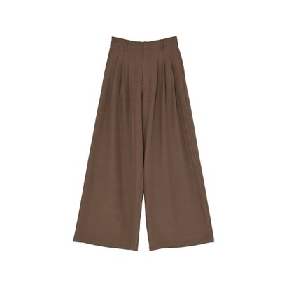 ［撥水加工/アンチピリング/UVカット100%］[低身長/高身長サイズ有]ストレッチツイル3タックワイドストレートパンツ （ブラウン）｜詳細画像