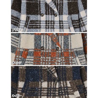 [OUTER COLLECTION]リングボア先染めチェックミドルチェスターコート （ネイビー）｜詳細画像