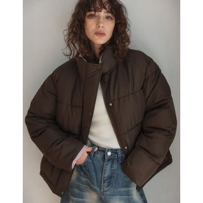 [OUTER COLLECTION]マイクロタフタ配色フェイクダウンジャケット （ブラウン）｜詳細画像