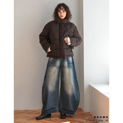 [OUTER COLLECTION]マイクロタフタ配色フェイクダウンジャケット （ブラウン）｜詳細画像
