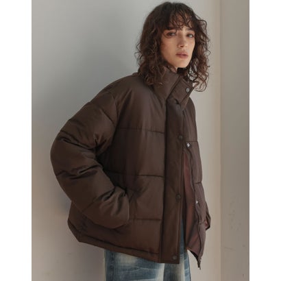 [OUTER COLLECTION]マイクロタフタ配色フェイクダウンジャケット （ブラウン）｜詳細画像