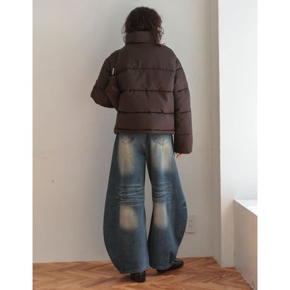 [OUTER COLLECTION]マイクロタフタ配色フェイクダウンジャケット （ブラウン）｜詳細画像